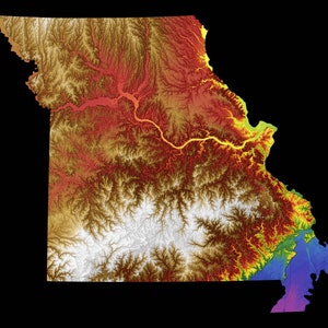 Missouri Kleur Hoogte Kaart
