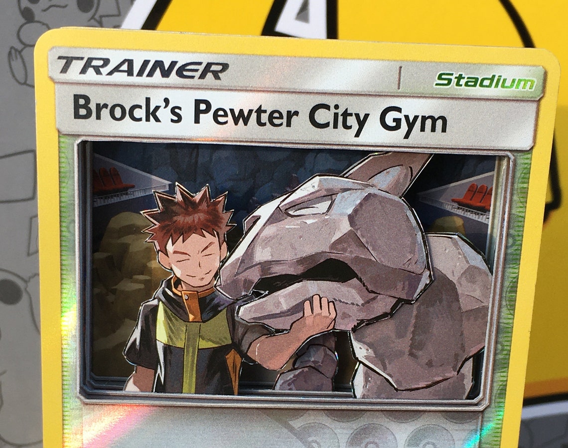 Brocks Pewter City Gym Pok mon 3D Card READY TO SHIP Etsy