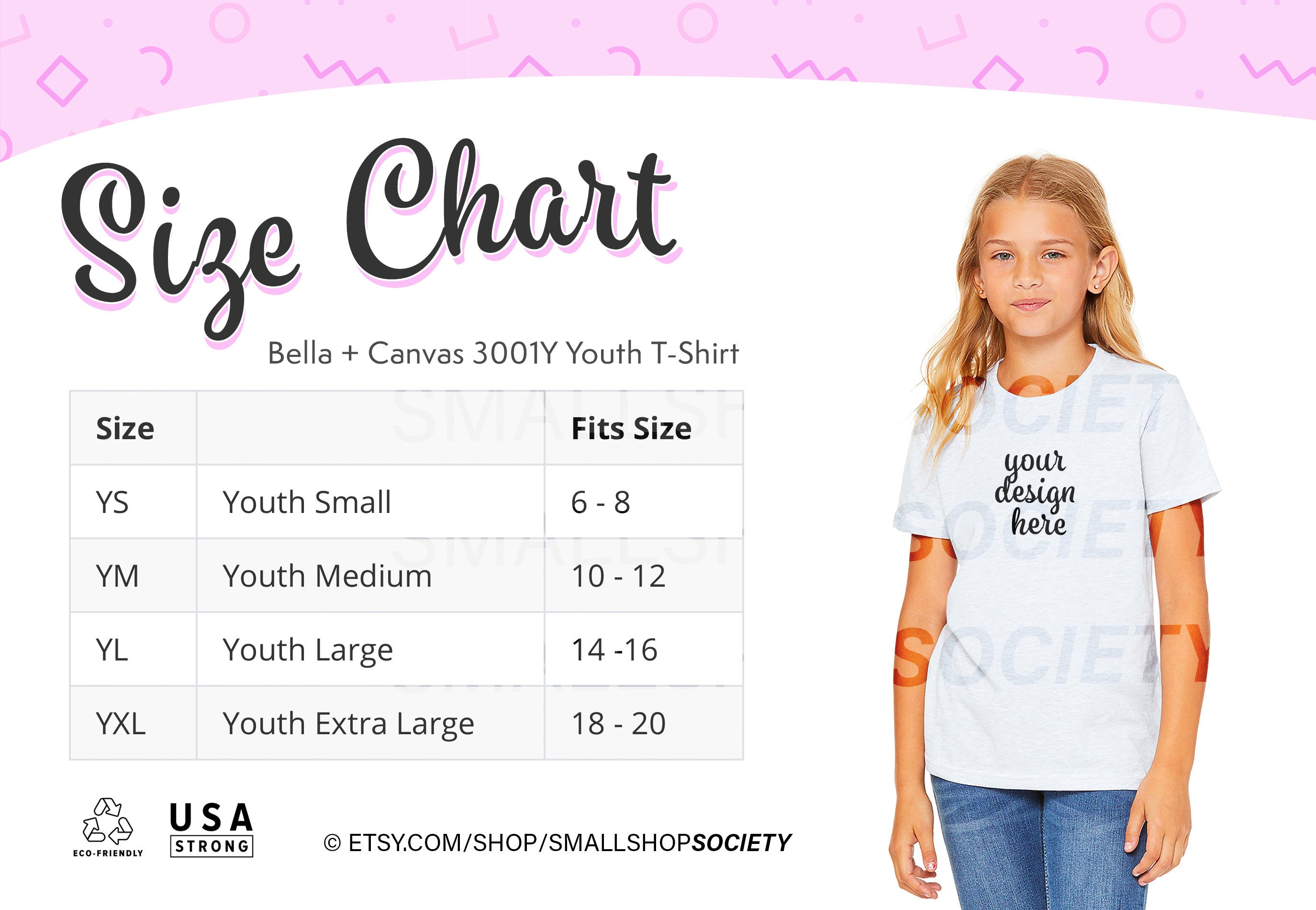 bella canvas youth sizing
