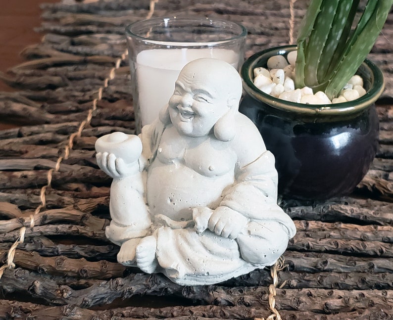 Laughing Buddha Budai Monk Figurine Zen Handmade Stone Etsy