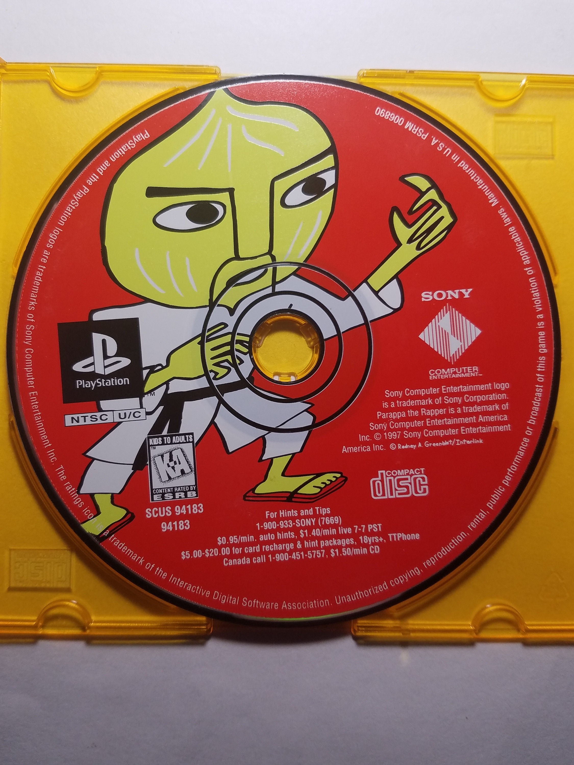 PaRappa The Rapper (Sony PlayStation, 1997) DISC ONLY - Rare PS1 PSOne