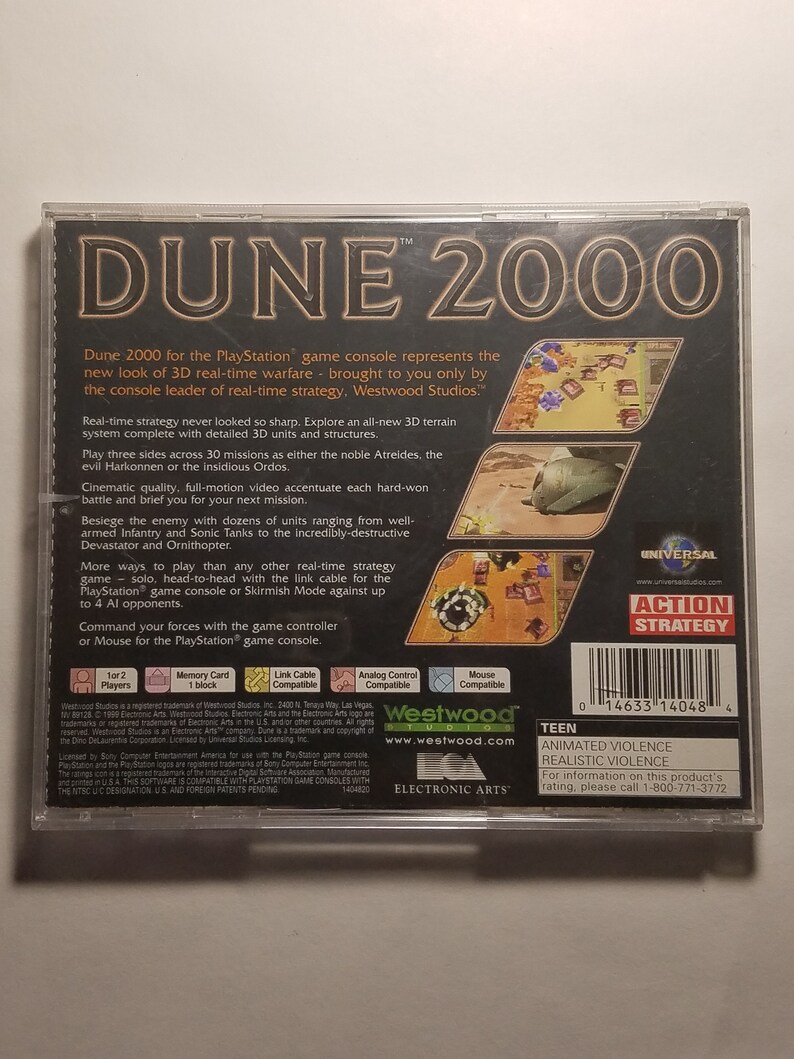 Dune 2000 Game Complete CIB Game Black Label PSX PS1, Sony Playstation image 2