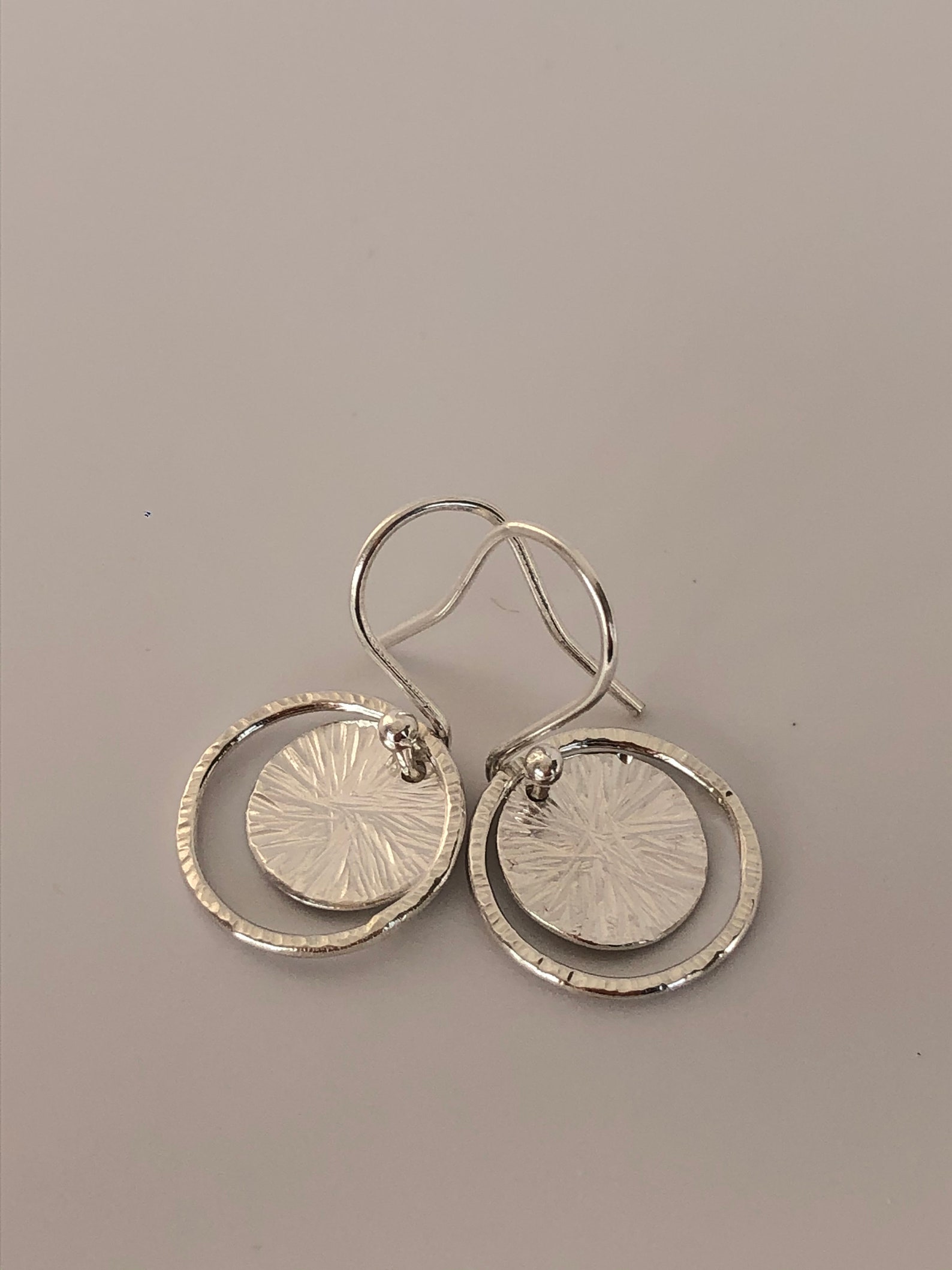 Beautifully Hand Textured Silver Earrings. Silver Disc Within - Etsy UK