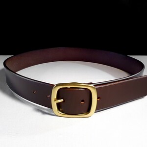 Diem - Full Grain Leather Belt - Choco Brown English bridle with centre-bar buckle (Natural Brass)
