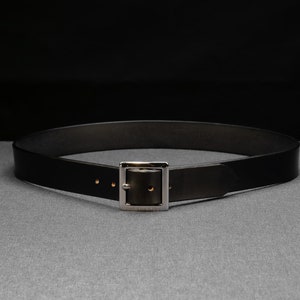 Opus - Full Grain Leather Belt - Black English bridle with Garrison centre-bar buckle (Silver)