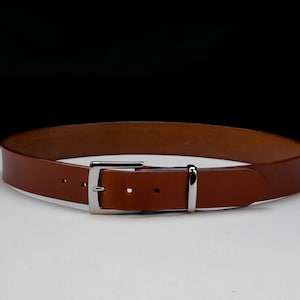 Opus - Full Grain Leather Belt - Hazel Brown English Bridle with heel-bar buckle (Natural Brass)