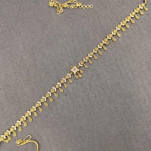 India kempu matt finish gold plated Hip chain/Saree Challa Kamarbandh/Kamarpatta Belly Hip Chain/CZ WaistBelt/Gold saree belt/Indian Jewelry