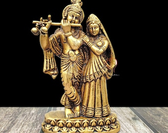 Radha Krishna Statue - 13CM Brass Radha Krishna Statue, Big Radha Krishna, Radha Krishna for Home, Temple, office, corner, decor, Gifts