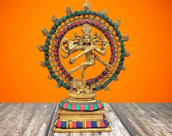 Estatua de latón de Nataraj, estatua grande de Nataraj de 15 CM, estatua de Shiva bailando, Nataraj para el hogar, decoración, templo, rincón, sala de yoga, oficina, regalos.