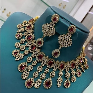 Elegant American Diamond Necklace Set/ Reception Jewelry/ Bollywood Jewelry/Bridal necklace/unquie party wear necklace.
