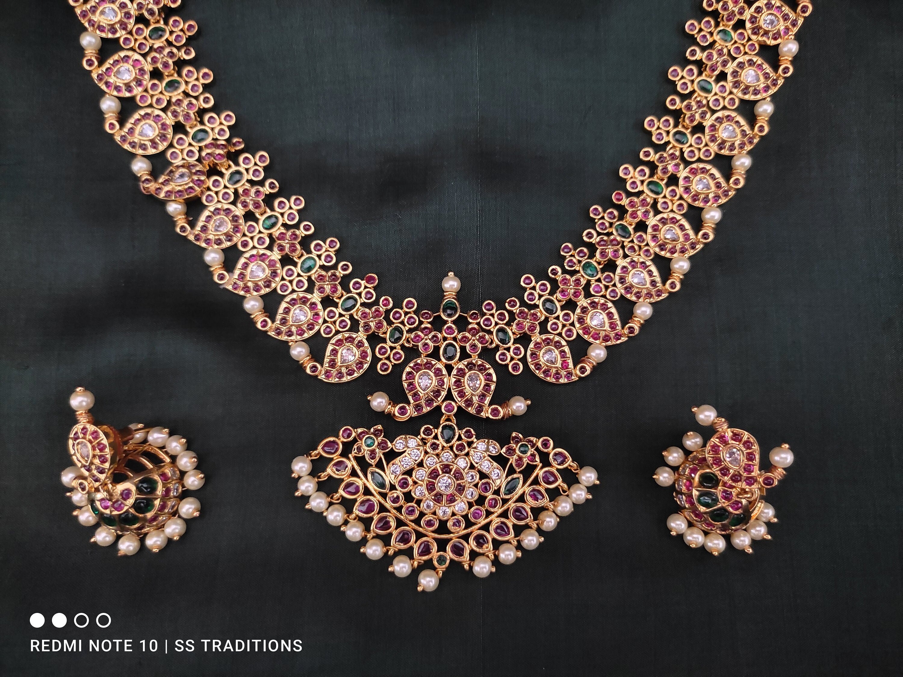 Indian Necklace Set Kempu Necklace Set Gold Plated Indian Jewelry Set South Indian Jewelry Set Temple Jewelry wedding Set traditionalset Etsy UK