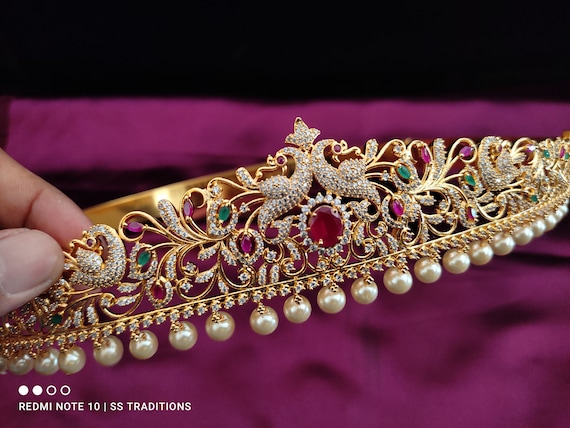Indian Bridal Hip Belt/peacock Belly Belt/saree Challa  Kamarbandh/kamarpatta Hip Chain/cz Waist Belt/traditional  Jewelry/vaddanam/waist Belt 
