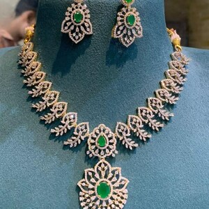 CZ Diamond Necklace / Statement Jewelry/ Statement Necklace/ Elegant Jewelry/ Unique Jewelry/ Indian Jewelry/ CZ choke