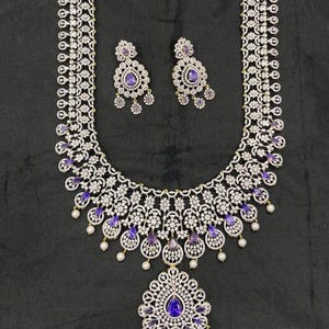 Elegant Bridal Necklace Set with Ruby & Diamond Stones – Traditional Indian Jewelry