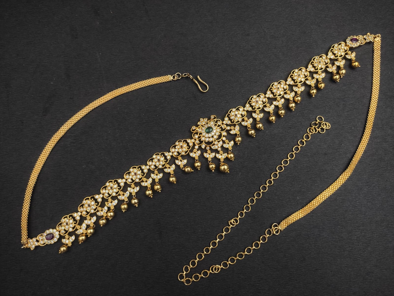 India Kempu Matt Finish Gold Plated Hip Chain/saree Challa Kamarbandh/kamarpatta  Belly Hip Chain/cz Waistbelt/gold Saree Belt/indian Jewelry -  Australia