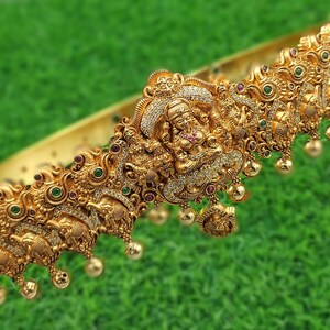 Beautiful Gold Finish Goddess Nakshi Adult Vaddanam or Hip Belt/women wear waist belt /Saree hip belt/India wedding jewelry/India vaddanam.