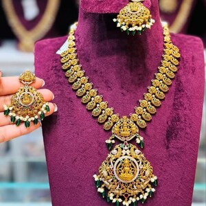 Traditional Gold Plated Temple Jewellery Set With Necklace and Earrings ...