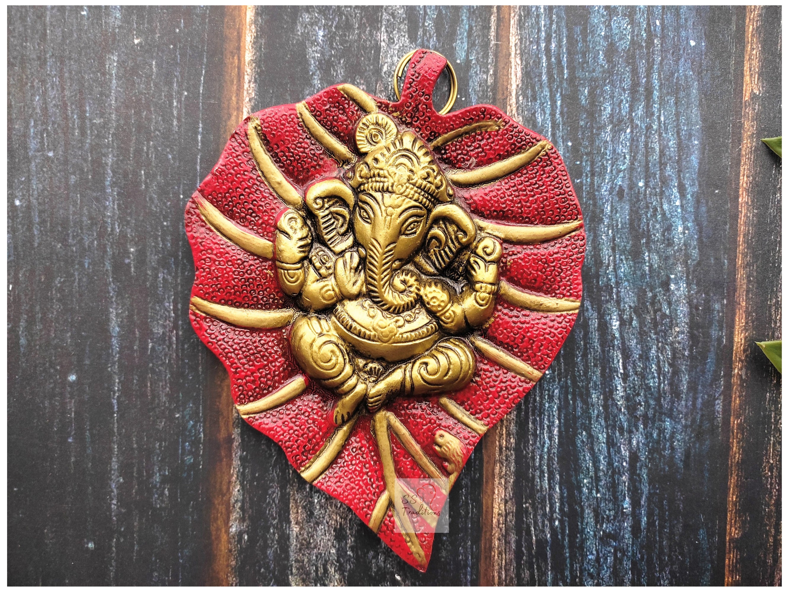 Ganesha Wall Decormetal Lord Ganesha on Leafmetal Pan Etsy