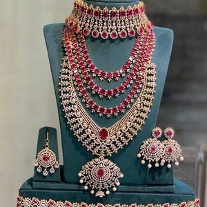 Silver CZ Diamond Necklace set ,Statement American Diamond Necklace, Indian Jewelry Pakistani Wedding Outfit Cz Zircon,bridal wear necklace.