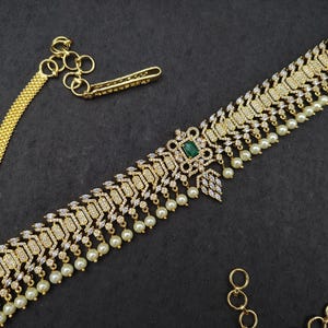 India kempu matt finish gold plated Hip chain/Saree Challa Kamarbandh/Kamarpatta Belly Hip Chain/CZ WaistBelt/Gold saree belt/Indian Jewelry