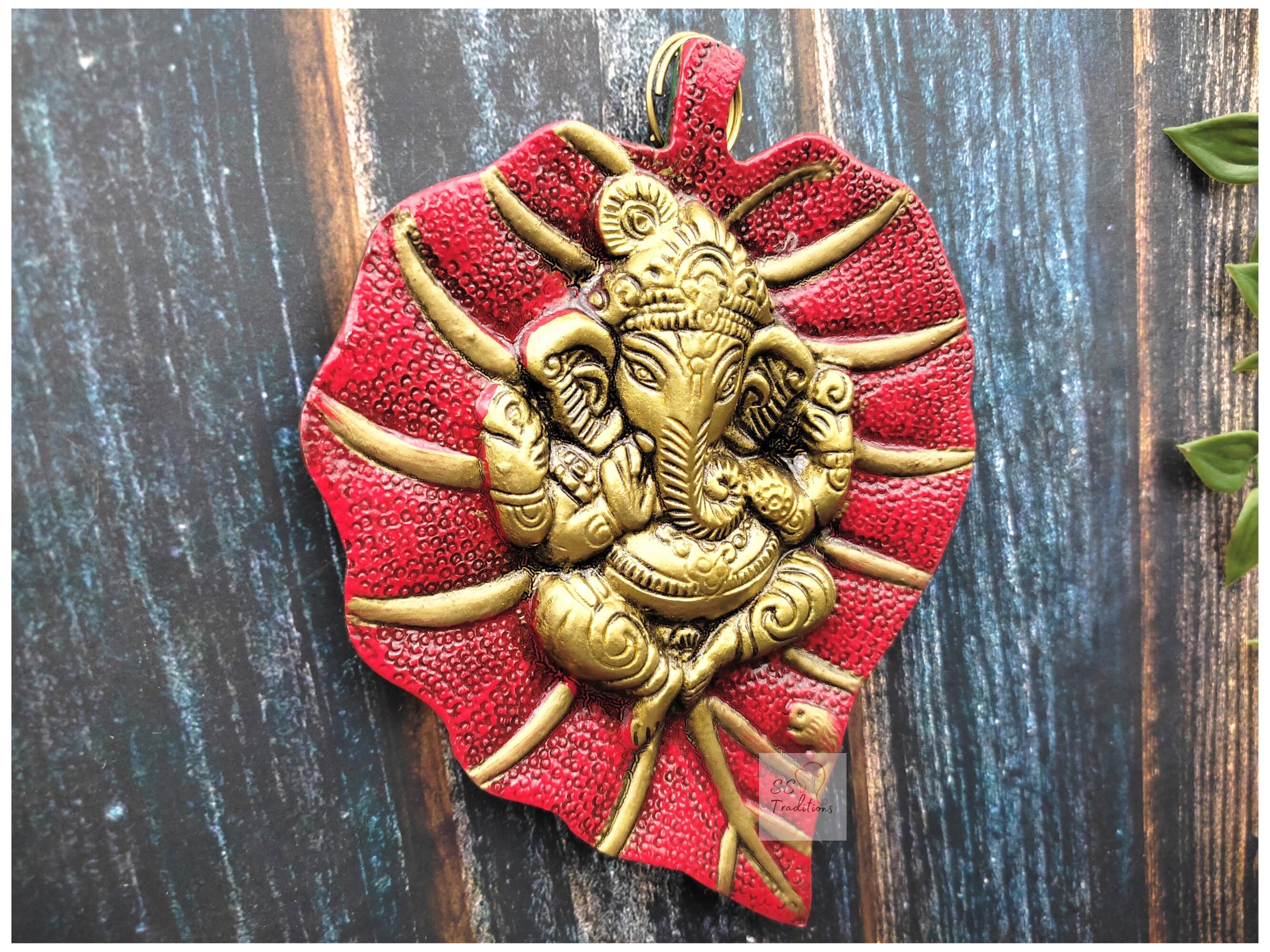 Ganesha Wall Decormetal Lord Ganesha on Leafmetal Pan Etsy