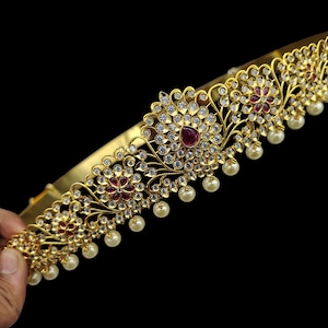 Adult size India hip belt/Gold waist belt/CZ vaddanam/Ruby hip belt/one gram gold Kamar band/saree gold belt/ Stone bridal wedding hip belt