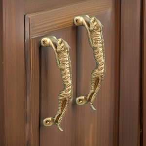 Handmade Jaguar Design Brass Door Handle, Brass Main Door Handles, Decorative Handles, Indian Home Decor