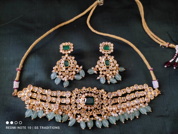 Gold Plated Necklace Indian Nepali Bridal Jewelry Choker set