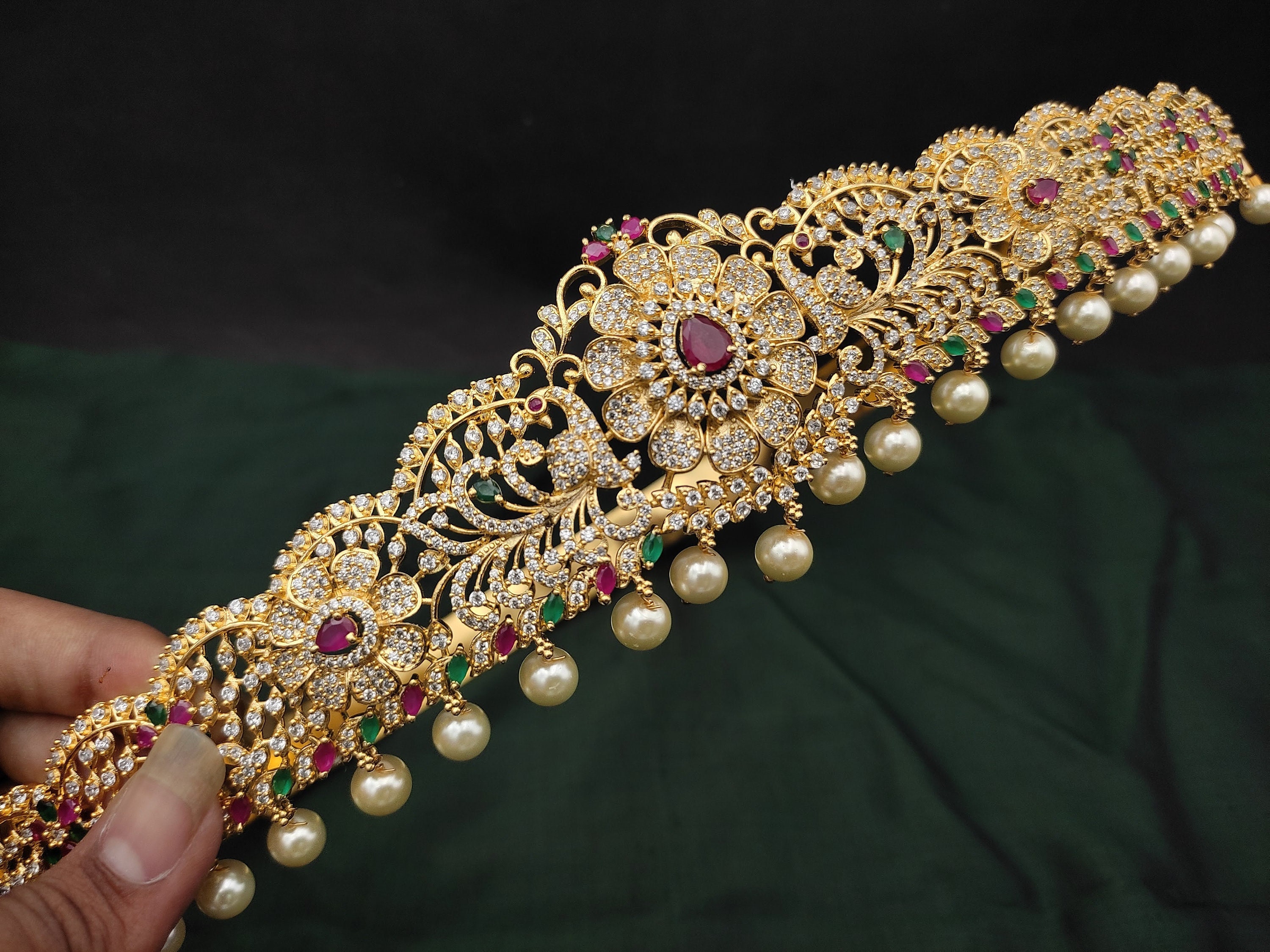 Kids Size Vaddanam, Bight Gold Finish Indian Waist Belt, Kamar Band, Czs &  Ruby Traditional Jewelry, Indian Jewelry 