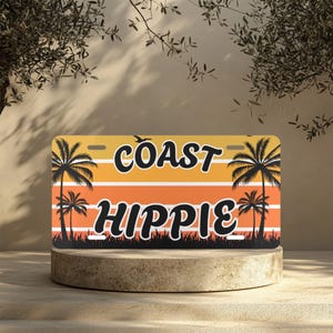 Coast Hippie License Plate, Coast Vanity Plate, Boho Car Tag, Cute License Plate, Coastal Vibes, Cute Car Accessories, Boho License Plate