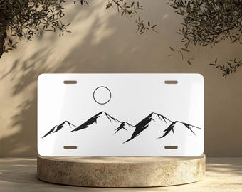 Mountains and Moon Vanity Plate, Adventure Car Decor, Personalized License Plate