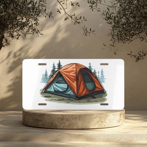 Camping License Plate, Groovy License Plate, White License Plate, Vanity License Plate, Camping Gift, Mountains License Plate