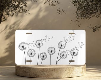 Dandelion License Plate, Floral Front License Plate, Minimal Flowers License Plate, Cute License Plate, Girls Gift Idea