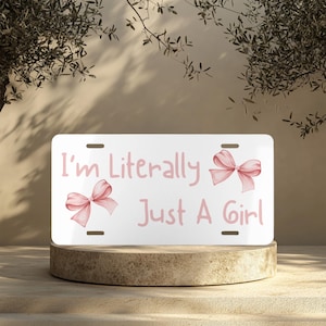 Matrícula con texto "I'm Just A Girl", matrícula divertida para niñas, decoración de coche, accesorio para vehículo, regalo personalizado, placa de matrícula personalizada, divertida