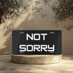 Not Sorry Front License Plate | Vanity plate | Front License Plate | Stay Mad Vanity Plate | Spooky Plate | Aluminum | Funy Plate