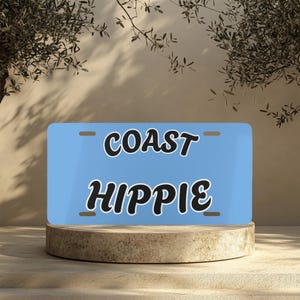 Coast Hippie License Plate, Coast Vanity Plate, Boho Car Tag, Cute License Plate, Coastal Vibes, Cute Car Accessories, Boho License Plate