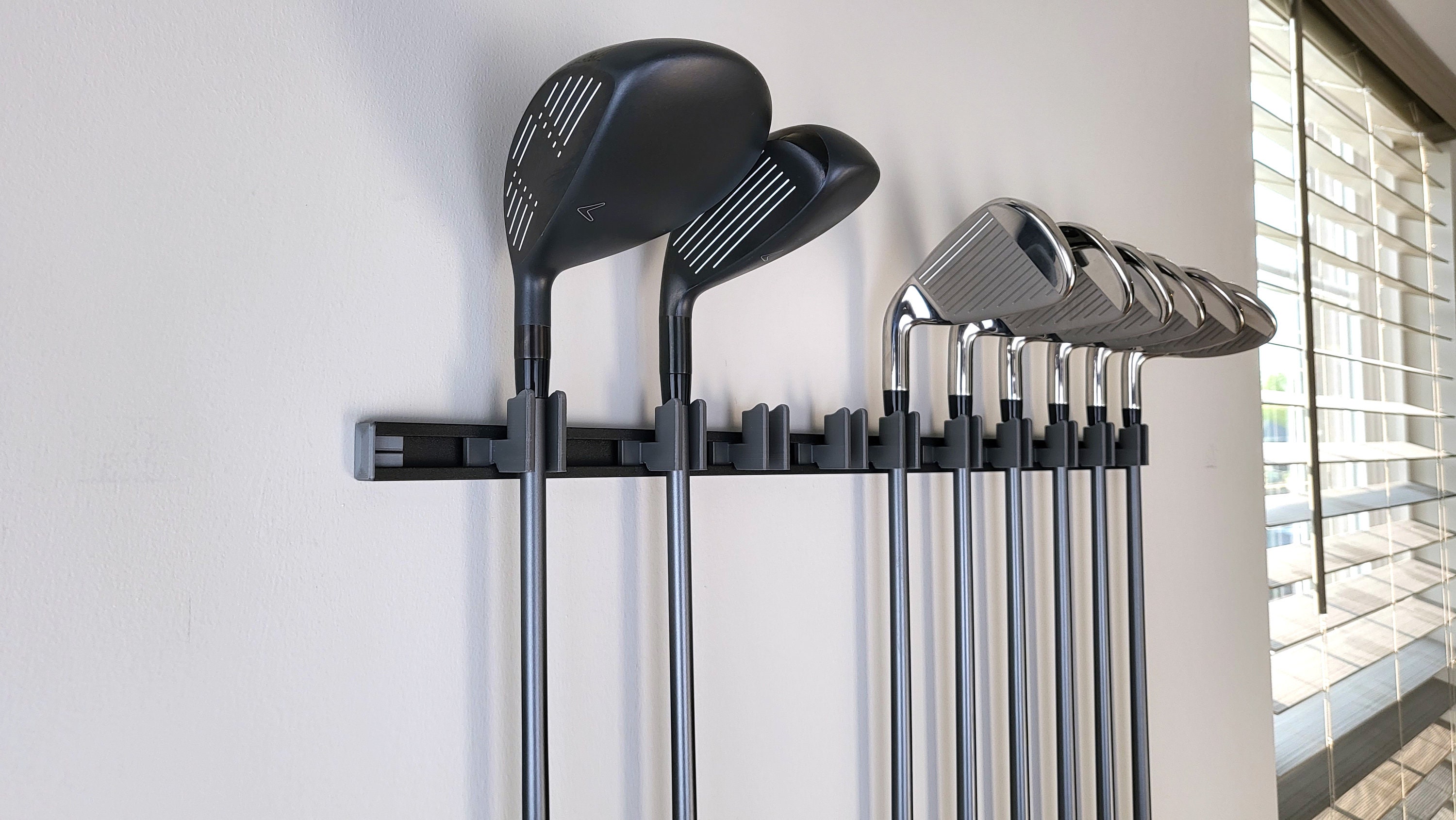 Golf Club Wall Rack. Golf Club Wall Display. Holds 10 Clubs on 24 Aluminum Rack US Free Shipping