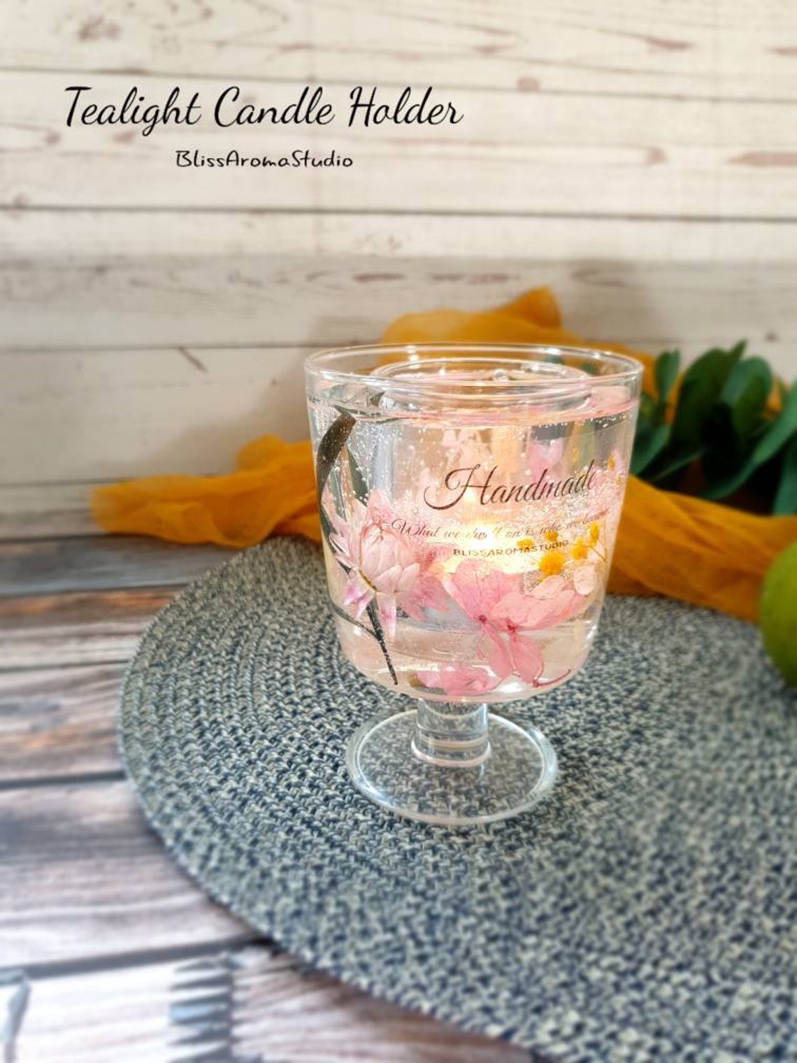 Tealight gel candle holder Flower gel candle holder Home Etsy