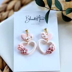 Valentine&#39;s earrings/ Polymer clay earrings/ Handmade earrings/ Gifts for her/ Unique earrings/ Ribbon earrings