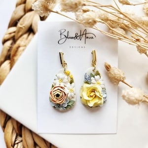 Floral earring collection/ Polymer clay earrings/ Handmade earrings/ Gifts for her/ Unique earrings/ Holiday gifts/ Uniquejewelry