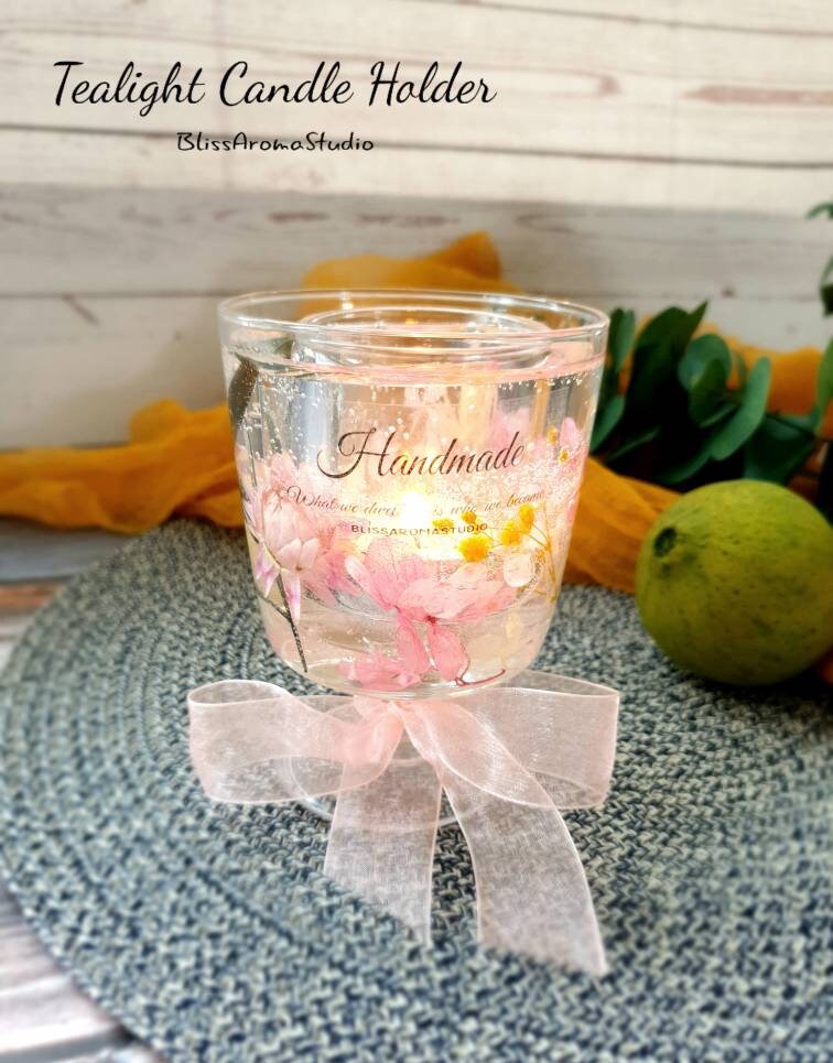 Tealight gel candle holder Flower gel candle holder Home Etsy