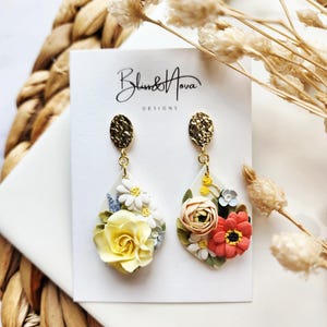 Floral earring collection/ Polymer clay earrings/ Handmade earrings/ Gifts for her/ Unique earrings/ Holiday gifts/ Uniquejewelry