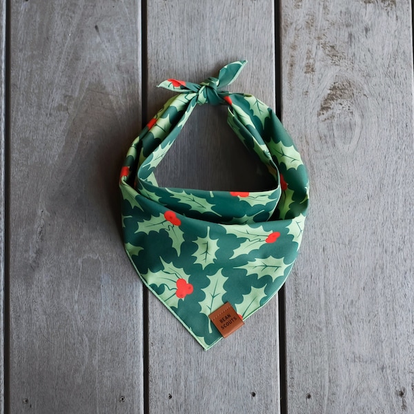 Happy Holly-days! Dog Bandana | Christmas Dog Bandana | Tie-on Bandana