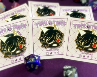 DnD Tiny Tiefling Dusk 1.5" Gold Plated Hard Enamel Pin