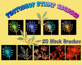 Block Image Brush Stamps to create digital backgrounds and designs for Photoshop and Procreate