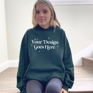 Forest Green, Hoodie Mockup, Light Academia, Dark Academia, Sweatshirt Mockup Mockup Bundle Hoodie Mock Up Gildan 18500 Mockup Gildan Mockup