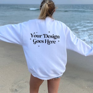 White Gildan Mockup, White Shirt Mockup, Gildan 18000 Mockup, Crewneck Sweatshirt, Gildan Back Mockup, White Sweatshirt, Sweatshirt Mockup
