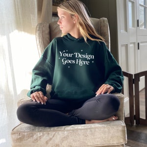 Forest Green, Hoodie Mockup, Light Academia, Dark Academia, Sweatshirt Mockup Mockup Bundle Hoodie Mock Up Gildan 18500 Mockup Gildan Mockup