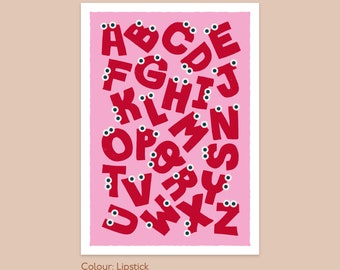 Alphabet A to Z print | Hand drawn | Kids bedroom | Nursery art
