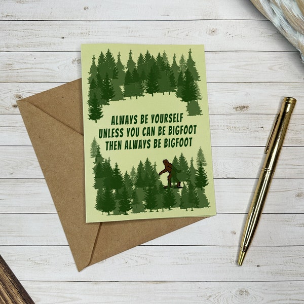 Funny Bigfoot Greeting Card: Sasquatch Gift, Cryptid Art